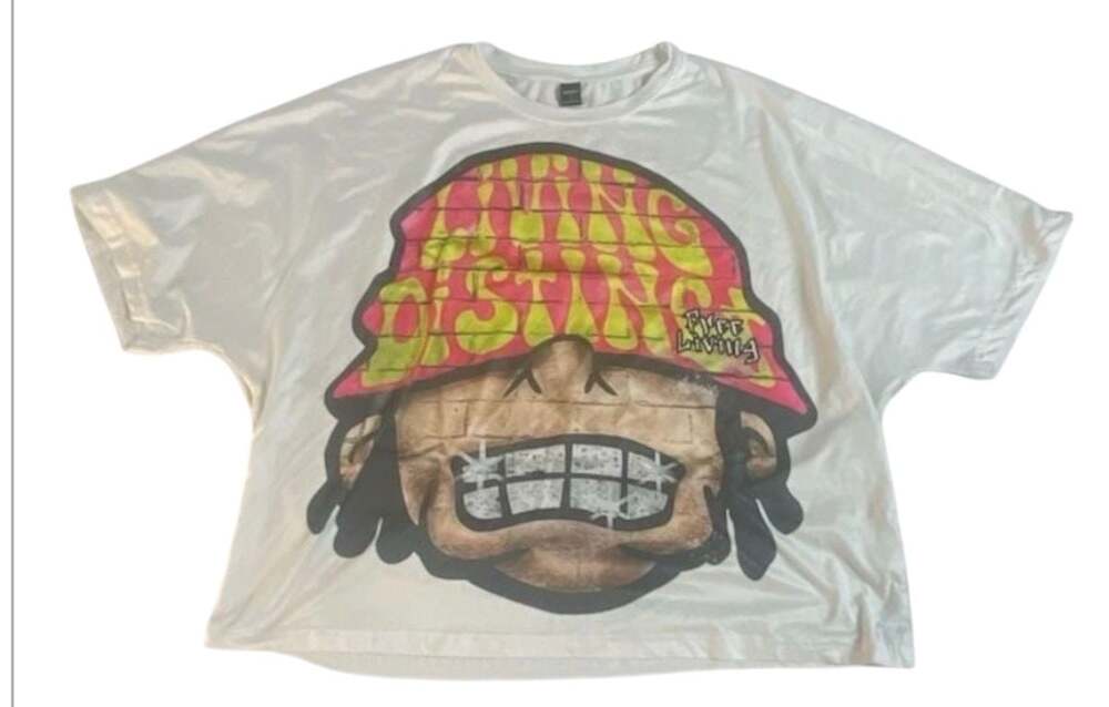 Manfinity Roghcode Men's Oversized Cartoon Head Graphic Cropped T-Shirt